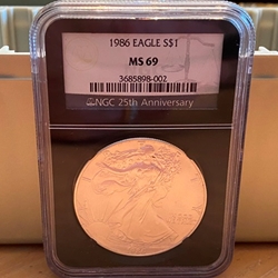 1986 American Eagle Silver One Ounce Certified / Slabbed MS69