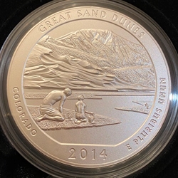 2014-P ATB 5 Oz 999 Fine Silver Coin, Great Sand Dunes National Park