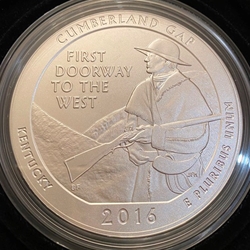 2016-P ATB 5 Oz 999 Fine Silver Coin, Cumberland Gap National Historical Park