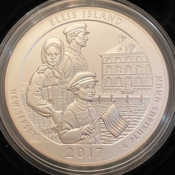 2017-P ATB 5 Oz 999 Fine Silver Coin, Ellis Island
