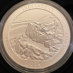 2014-P ATB 5 Oz 999 Fine Silver Coin, Shenandoah National Park