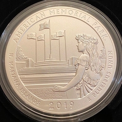 2019-P ATB 5 Oz 999 Fine Silver Coin, American Memorial Park