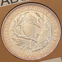 1991 Australia,  5 Dollars - Elizabeth II 3rd Portrait - Australian Kookaburra