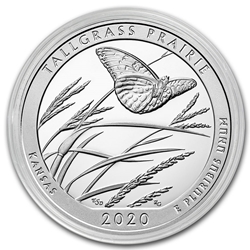 2020 ATB 5 Oz 999 Fine Silver Coin, Tallgrass Prairie National Preserve