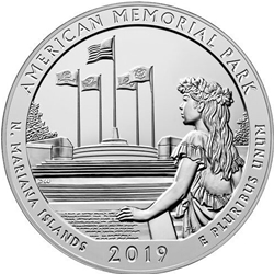 2019 ATB 5 Oz 999 Fine Silver Coin, American Memorial Park