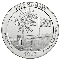 2013 ATB 5 Oz 999 Fine Silver Coin, Fort McHenry National Monument and Historic Shrine