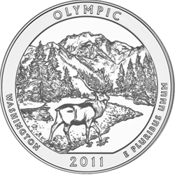 2011 ATB 5 Oz 999 Fine Silver Coin, Olympic National Park