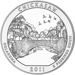 2011 ATB 5 Oz 999 Fine Silver Coin, Chickasaw National Recreation Area