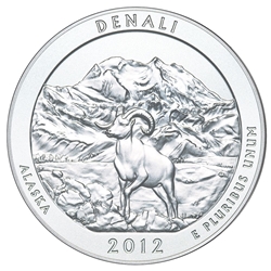 2012 ATB 5 Oz 999 Fine Silver Coin, Denali National Park