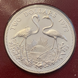 1972 Bahamas 2 Dollars - Elizabeth II, Proof, ASW: 0.8862oz