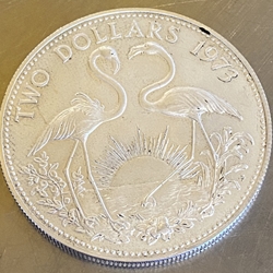 1973 Bahamas 2 Dollars - Elizabeth II, UNC, ASW: 0.8862oz