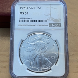 1998 American Eagle Silver One Ounce Certified / Slabbed MS69-021
