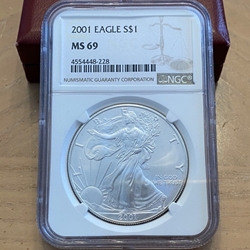 2001 American Eagle Silver One Ounce Certified / Slabbed MS69-228