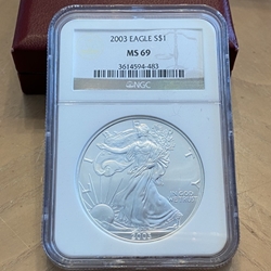 2003 American Eagle Silver One Ounce Certified / Slabbed MS69-483