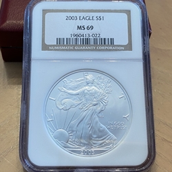 2003 American Eagle Silver One Ounce Certified / Slabbed MS69-022