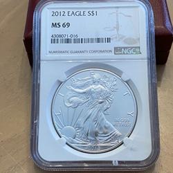 2012 American Eagle Silver One Ounce Certified / Slabbed MS69-016