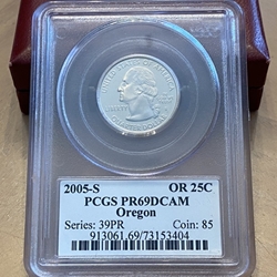 2005-S Oregon 25 Cent, PR69DCAM