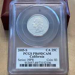 2005-S California 25 Cent, PR69DCAM