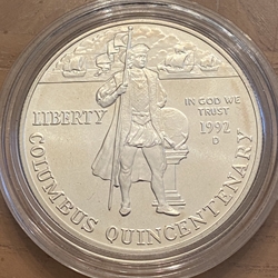 1992-D Uncirculated Columbus Silver Dollar