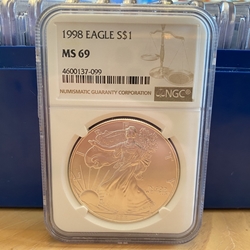 1998 American Eagle Silver One Ounce Certified / Slabbed MS69-099