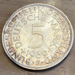 1969F Germany, 5 Deutsche Mark, KM112