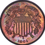 Two Cent Pieces, 1864 to 1873