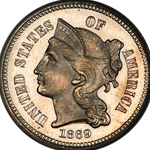 Nickel Three Cent Pieces, 1865 to 1889