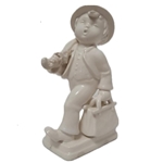 Hummel 7/I Merry Wanderer, White, Double Base, Double Crown, Tmk 1