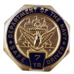 Lapel Button, Safe Driver Award, U.S. Navy and U.S. Marine Corps, 7 Years