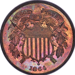 Two Cent Pieces, 1864 to 1873