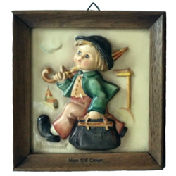 Hummel 106 Merry Wanderer Plaque With Wooden Frame