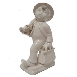 Hummel 7/I Merry Wanderer, White, Double Base, Double Crown, Tmk 1