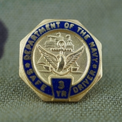 Lapel Button, Safe Driver Award, U.S. Navy and U.S. Marine Corps, 3 Years