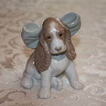 ‎‎NAO by Lladro 1349 Spain Daisa 1999 Puppy Present Spaniel Dog with Blue Bow