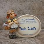 M.I. Hummel 722 Little Visitor Plaque, Type 2, Personalized, Tmk 7, Type 6