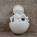 M.I. Hummel 22/1 Angel with Bird (Angel Sitting), Holy Water Fonts, Tmk 2, White, Type 1