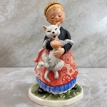 Goebel Figurine, Hahn 508 Girl Holding Cat Tmk 4