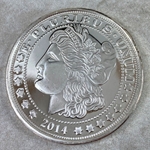 One Ounce 2014 Morgan, .999 Fine Silver Round