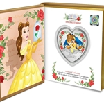 2021 Niue Disney Beauty and the Beast 30th Anniversary 1oz Heart Silver Coin Wanted Sold $299.99