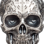 2018 Palau La Catrina Skull 1 oz .999 Silver antiqued in tin ~ Day of the Dead Wanted Sold $190.00