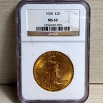 1928 Saint Gaudens Gold $20 Double Eagle With Motto - In God We Trust, 1 Each