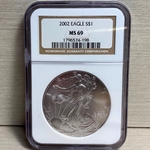 2002 American Eagle Silver One Ounce Certified / Slabbed MS69