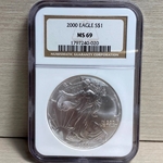 2000 American Eagle Silver One Ounce Certified / Slabbed MS69