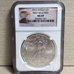 2012 American Eagle Silver One Ounce Certified / Slabbed MS69