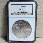 2006 American Eagle Silver One Ounce Certified / Slabbed MS69