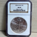 2004 American Eagle Silver One Ounce Certified / Slabbed MS69