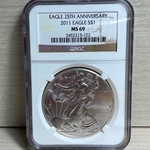 2011 American Eagle Silver One Ounce Certified / Slabbed MS69