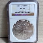 2012 American Eagle Silver One Ounce Certified / Slabbed MS69