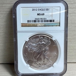 2012 American Eagle Silver One Ounce Certified / Slabbed MS69