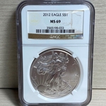 2012 American Eagle Silver One Ounce Certified / Slabbed MS69